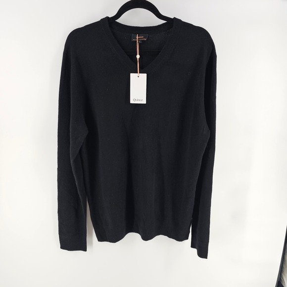 Quince Other - Quince 100% Mongolian Cashmere V-Neck Sweater Mens Large Black Quiet Luxury NWT